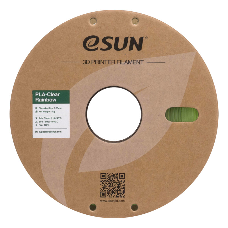 eSUN PLA-Clear Rainbow plastikas 1.75mm 1kg Žalia-kristalinė – Itin skaidrus, krištolinio blizgesio vaivorykštinis gradientas