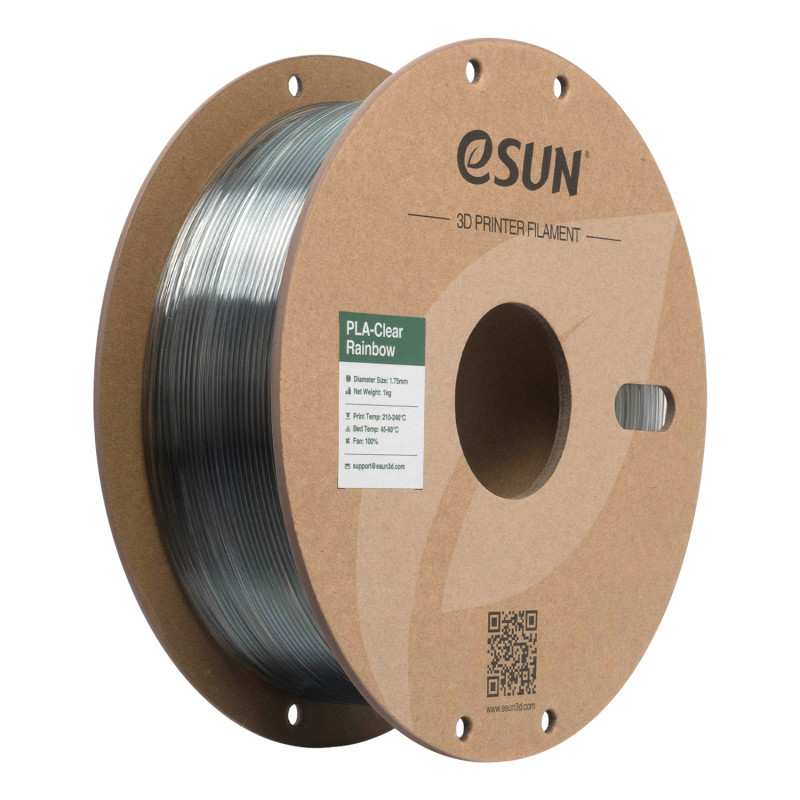 eSUN PLA-Clear Rainbow plastikas 1.75mm 1kg Violetinė-mėlyna-pilka – Itin skaidrus, krištolinio blizgesio vaivorykštinis gradientas