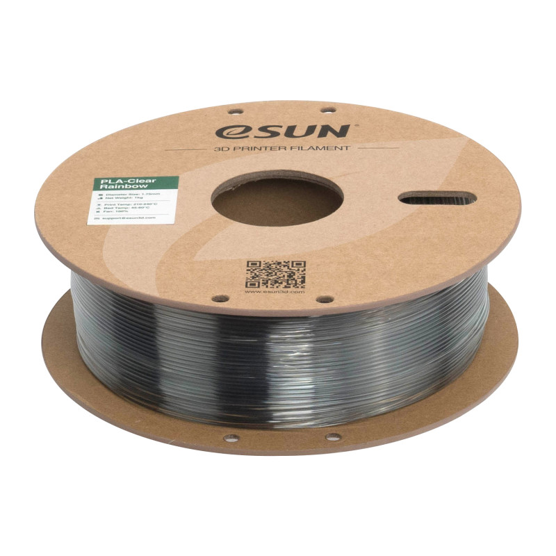 eSUN PLA-Clear Rainbow plastikas 1.75mm 1kg Violetinė-mėlyna-pilka – Itin skaidrus, krištolinio blizgesio vaivorykštinis gradientas