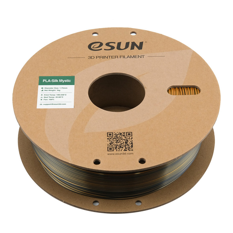 eSUN ePLA-Silk Mystic filamentas 1.75mm 1kg Auksinė-Žalia-Juoda – Trijų spalvų šilkinis plastikas