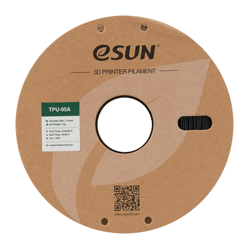 eSUN TPU-95A 1,75 mm 3D spausdinimo filamentas 1KG Juoda