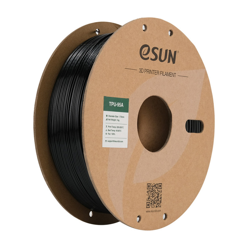eSUN TPU-95A 1,75 mm 3D spausdinimo filamentas 1KG Juoda