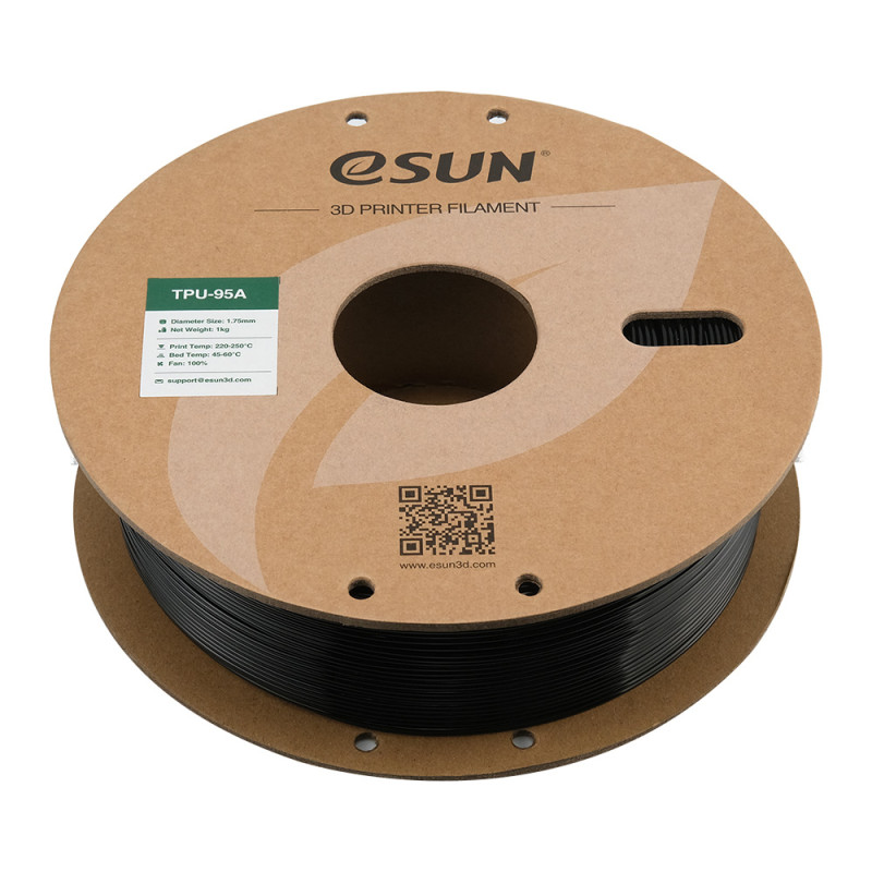 eSUN TPU-95A 1,75 mm 3D spausdinimo filamentas 1KG Juoda