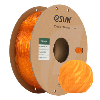 eSUN TPU-95A 1,75 mm 3D spausdinimo filamentas 1KG Skaidri oranžinė